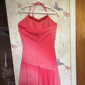 Elegant halter salmon colored glitter dress